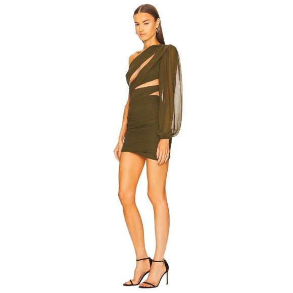 Michael Costello x REVOLVE Mai Mini Dress in Olive XX-Small New Womens Party - Picture 2 of 9